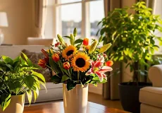 تاثیرات گیاهانگیاهان سبز آپارتمانی در فضای نشیمن روشن